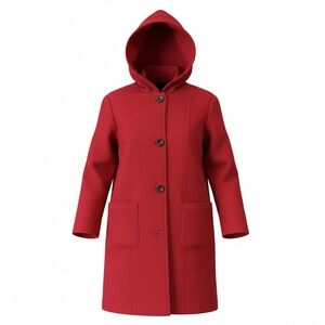Gerry Weber Edition Red Hooded 100% Virgin Wool Trench Coat Size S M Winter